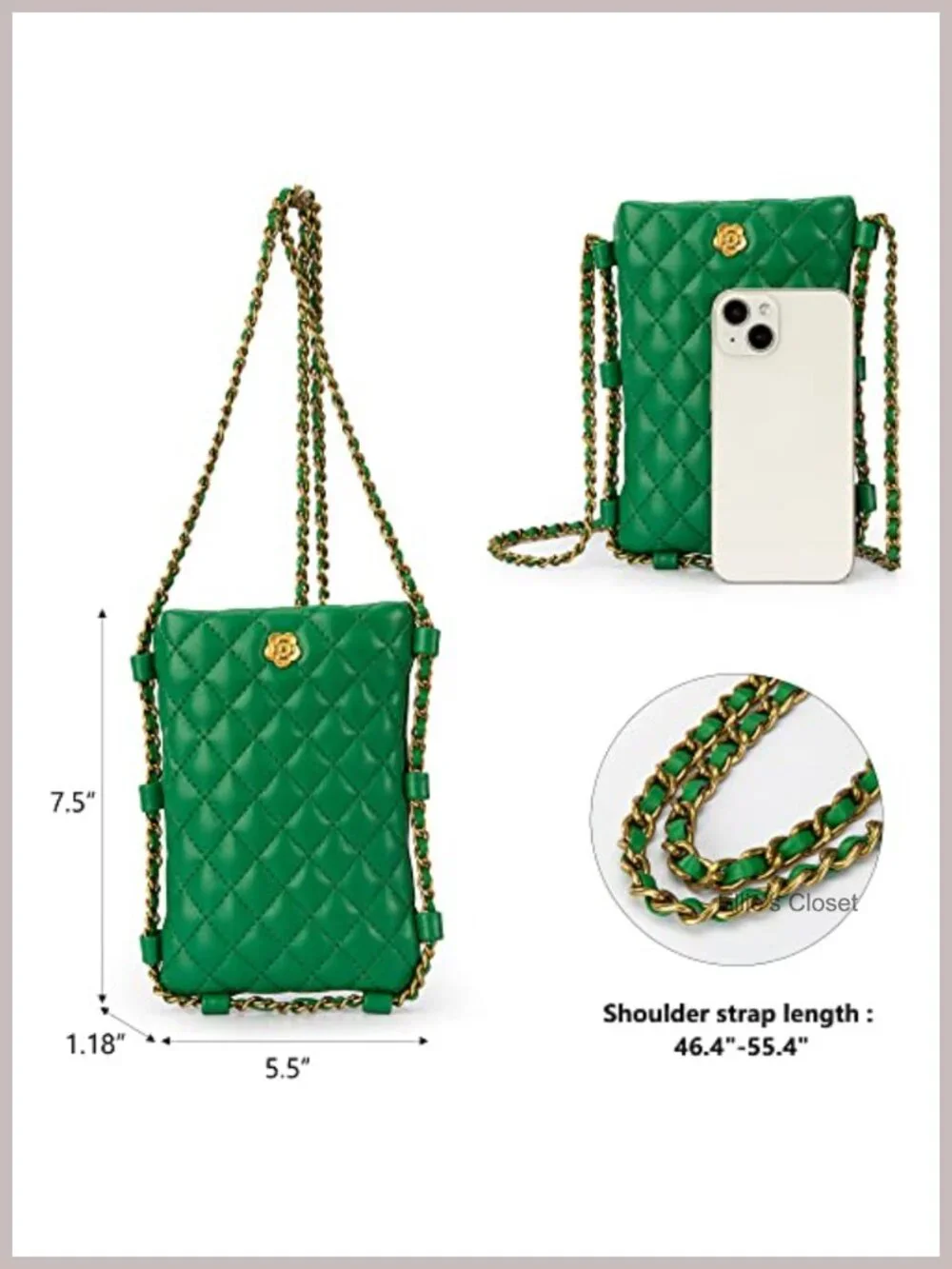 Quilted Crossbody Phone Purse with Strap, Small Wallet Bag for Women